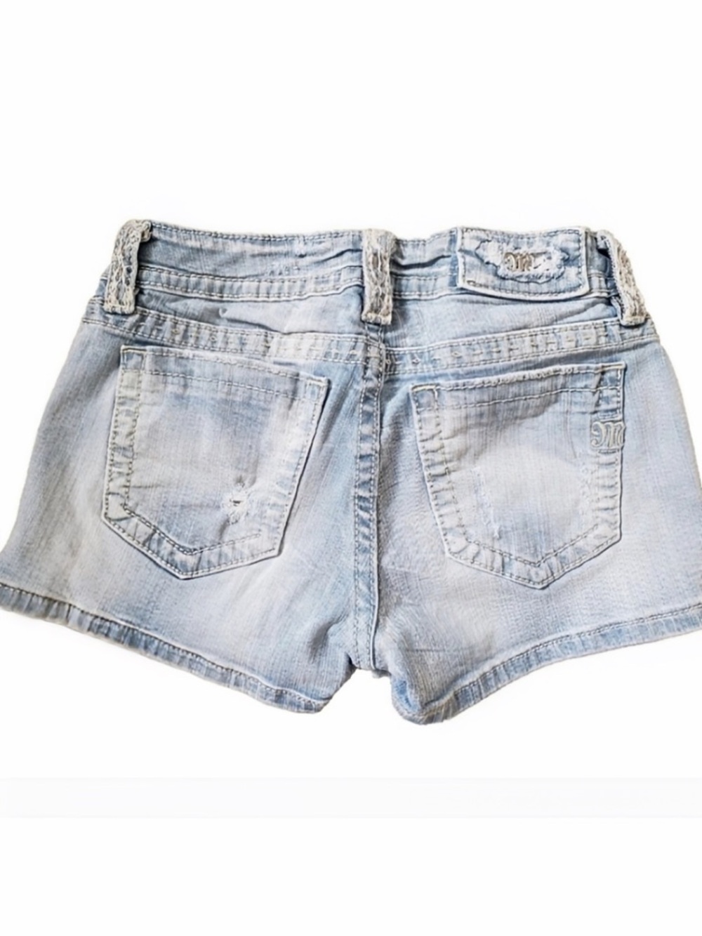 Gorgeous Miss Me Signature Daisy Embroidered Shorts With 2-1/2” Inseam - Picture 3 of 6